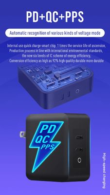 Chargeur mural américain à 2 broches avec port USB-C unique, sortie haute vitesse de 140 W, adaptateur de charge rapide pour ordinateur portable / mobile
