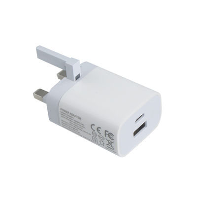 Chargeur murale à 2 broches avec ports USB-C et USB-A, sortie de 20 W, adaptateur d'alimentation compact à double port pour téléphone / tablette