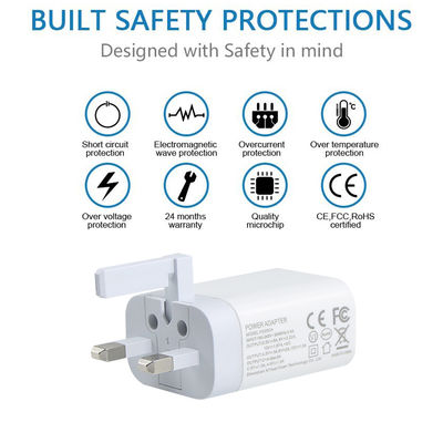 Chargeur mural UK 2 broches 20W double USB-C et USB-A