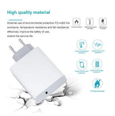 Chargeur mural USB-C EU à 2 broches, adaptateur secteur Type-C 60W haute vitesse pour ordinateur portable, tablette et smartphone