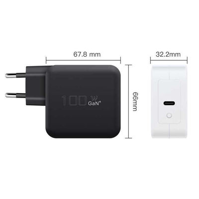 Chargeur mural USB-C EU à 2 broches, adaptateur d'alimentation Type-C 100W haute vitesse pour ordinateur portable, tablette et appareils mobiles