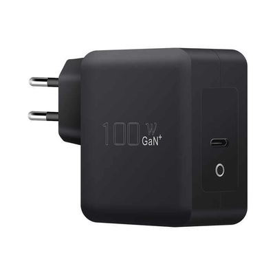 Chargeur mural USB-C EU à 2 broches, adaptateur d'alimentation Type-C 100W haute vitesse pour ordinateur portable, tablette et appareils mobiles