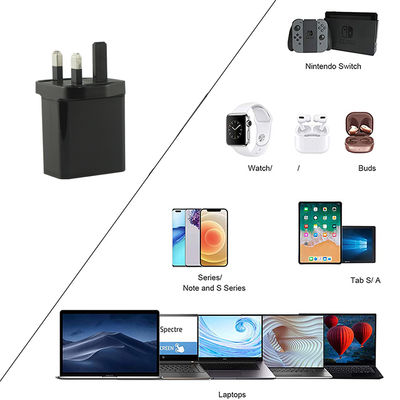 Chargeur murale USB-C et USB-A à 2 broches UE, adaptateur d'alimentation à double port de 45 W pour ordinateur portable, tablette et smartphone