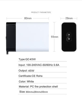 Adaptateur secteur USB-C 60W avec câble fixe, chargeur mural Type-C haute vitesse pour ordinateur portable, tablette et smartphone