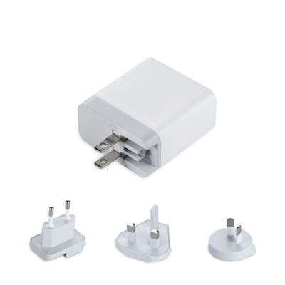 Chargeur mural USB multi-ports avec prises interchangeables, adaptateur d'alimentation USB-A et USB-C 60W pour la maison, le bureau et les voyages