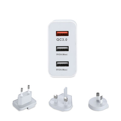 Chargeur mural USB multi-ports avec prises interchangeables, adaptateur d'alimentation USB-A et USB-C 60W pour la maison, le bureau et les voyages