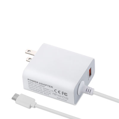 Chargeur mural USB-C US 60W avec câble fixe, adaptateur secteur Type-C haute vitesse pour smartphones, tablettes et ordinateurs portables