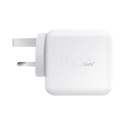 Chargeur USB-C à 2 broches UK avec deux ports, adaptateur secteur Type-C 100W haute vitesse pour ordinateurs portables, tablettes et smartphones