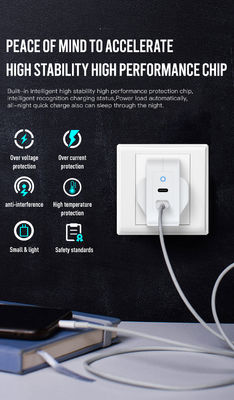 Chargeur USB-C à 2 broches UK avec deux ports, adaptateur secteur Type-C 100W haute vitesse pour ordinateurs portables, tablettes et smartphones