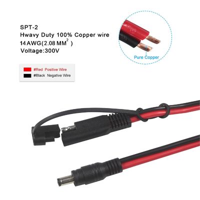 Câble adaptateur coaxial SAE vers CC - 6 pieds 14AWG Connecteur à déconnexion rapide Fiche 5,5 mm x 2,1 mm Extension d'alimentation Jack mâle avec adaptateurs 8 mm 2,5 mm 3,5 mm pour automobile (B09N3LCJ4F)