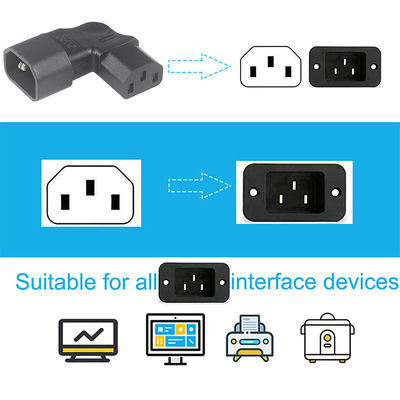 Adaptateur IEC coudé QIUCABLE, mâle C14 vers femelle C13, prise à 90 degrés, 250V AC, 10A max, 100% cuivre pur, gaine PVC (B09V122QLV)
