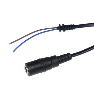 DC Female Barrel Connector to Tinned Stripped Wire Pigtail Cable - 12V 2.1mm x 5.5mm Power Cord for CCTV, LED, DIY Projects
