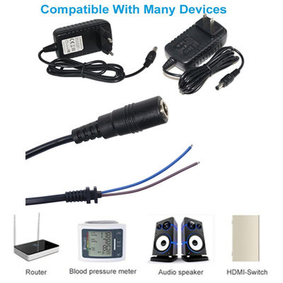 Connecteur femelle DC à barillet vers câble en queue de cochon à fil dénudé étamé - Cordon d'alimentation 12V 2,1 mm x 5,5 mm pour CCTV, LED, projets DIY