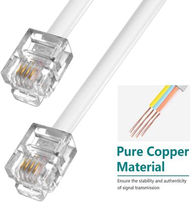 Câble d'extension téléphonique RJ11 4 fils plat pour modem DSL et systèmes de sécurité