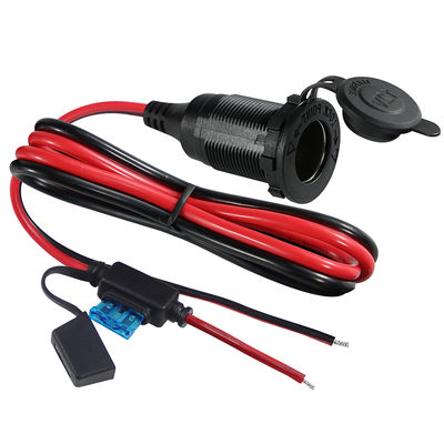 12V 24V prise d'allume-cigare au câble en fil d'étain avec fusible en ligne