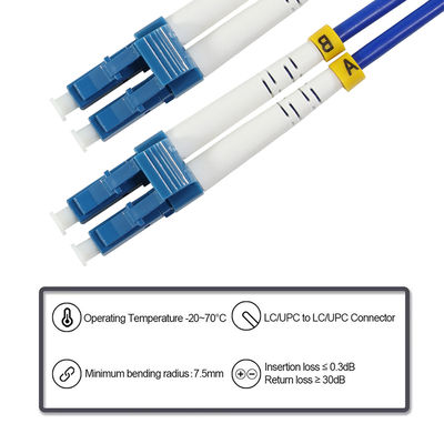 Câble de raccordement fibre optique multimode OM3 duplex LC à LC 50/125μm