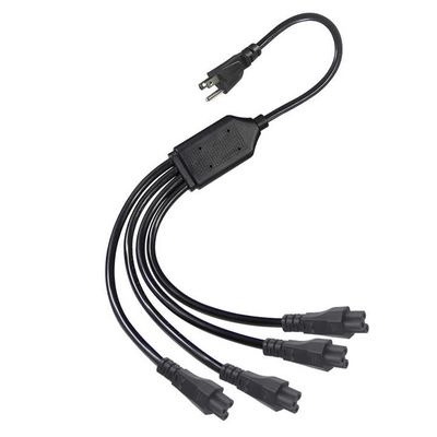 Cordon répartiteur d'alimentation NEMA 5-15P vers 4 voies IEC C5 - Câble adaptateur prise américaine vers trèfle pour ordinateur portable, adaptateur, chargeur d'ordinateur portable