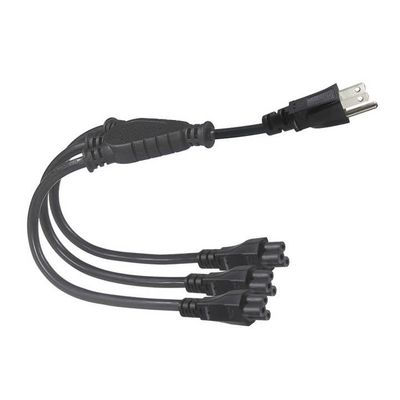 Cordon répartiteur d'alimentation NEMA 5-15P vers 4 voies IEC C5 - Câble adaptateur prise américaine vers trèfle pour ordinateur portable, adaptateur, chargeur d'ordinateur portable