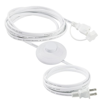 Cordon d'extension de prise de courant américaine NEMA 1-15P avec interrupteur à pédale - Câble de contrôle en ligne pour lampe, lampe de bureau, usage domestique