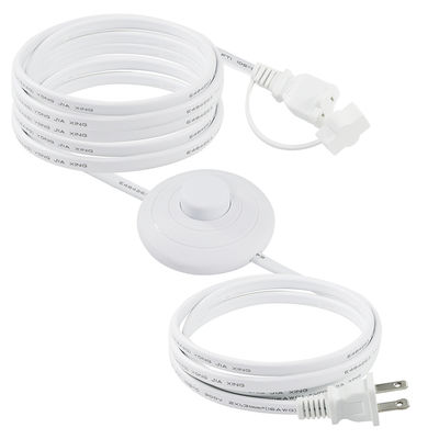 Cordon d'extension de prise de courant américaine NEMA 1-15P avec interrupteur à pédale - Câble de contrôle en ligne pour lampe, lampe de bureau, usage domestique