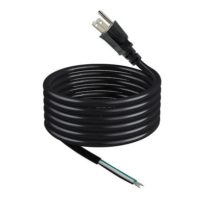 NEMA 5-15P Cordon d'alimentation avec fil en fer blanc à l'extrémité 3-conducteur câble de prise US pour le câblage de bricolage, panneau, utilisation de bloc terminal