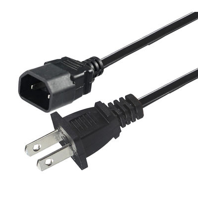 NEMA 1-15P à IEC C18 Cordon d'alimentation - câble de connexion US à deux branches pour adaptateur d'ordinateur portable, projecteur, alimentation de moniteur