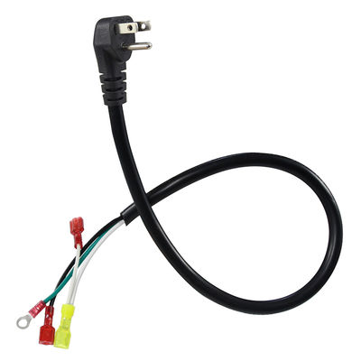 Angle droit US 3 broches de prise à l'extrémité du câble d'alimentation 14AWG