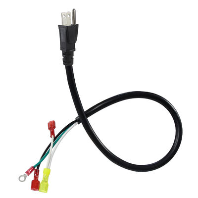 Angle droit US 3 broches de prise à l'extrémité du câble d'alimentation 14AWG