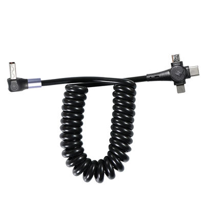 Chargement en bobine en nylon tressé USB rapide C 3.0 type C câble 3 en 1