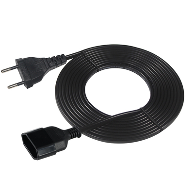 Le câble d'alimentation en PVC noir de l'UE est un câble d'extension à deux broches de 1,2 M.