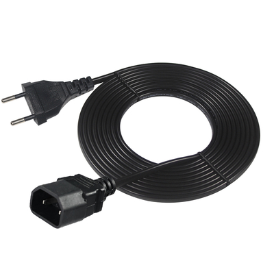EU Plug To IEC C18 Power Cord Cable européen à courant alternatif à 2 broches pour adaptateur d'ordinateur portable, amplificateur audio, projecteur, imprimante, 250V 2,5A