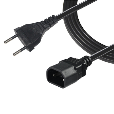 EU Plug To IEC C18 Power Cord Cable européen à courant alternatif à 2 broches pour adaptateur d'ordinateur portable, amplificateur audio, projecteur, imprimante, 250V 2,5A
