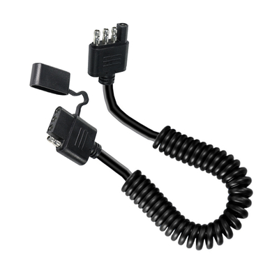 4 broches enroulées de câble d'extension lumineuse de remorque résistant aux intempéries 1,2 M Noir
