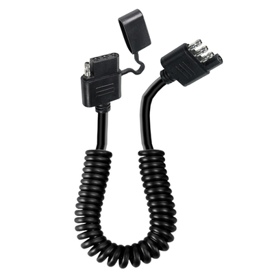 4 broches enroulées de câble d'extension lumineuse de remorque résistant aux intempéries 1,2 M Noir