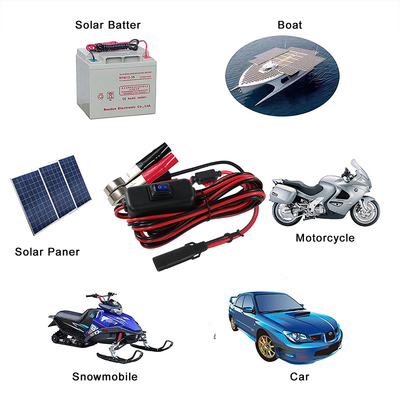 SAE à Alligator Clip câble de batterie avec fusible et commutateur en ligne - 12V Power Extension Lead pour l'énergie solaire, automobile, bricolage