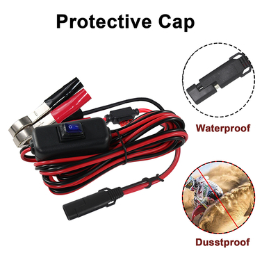 SAE à Alligator Clip câble de batterie avec fusible et commutateur en ligne - 12V Power Extension Lead pour l'énergie solaire, automobile, bricolage