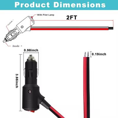 12V 24V allume-cigare à câble d'alimentation en fil de ferraille