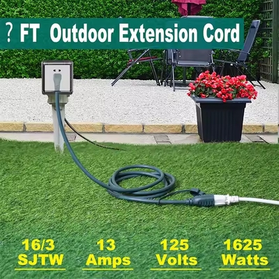 Cordon d'extension vert à angle droit NEMA 5-15P vers 5-15R - Fiche à profil bas à 90° avec capuchon anti-poussière (14AWG, 6 pieds)