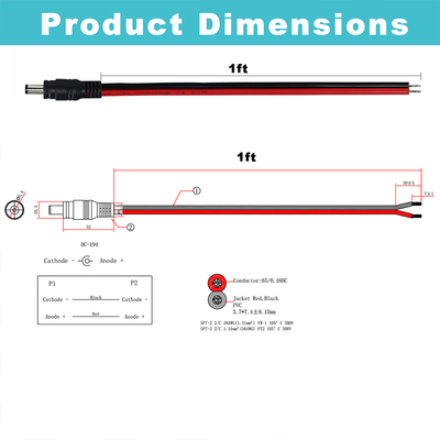 Câble d'alimentation DC mâle vers fil étamé, 5,5x2,1 mm ou 5,5x2,5 mm, cordon d'adaptateur d'alimentation 12V DC pour CCTV, LED, DIY