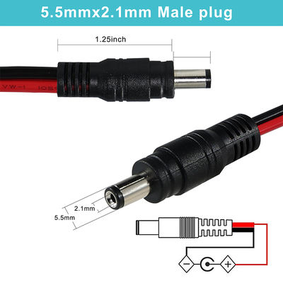 Câble d'alimentation DC mâle vers fil étamé, 5,5x2,1 mm ou 5,5x2,5 mm, cordon d'adaptateur d'alimentation 12V DC pour CCTV, LED, DIY