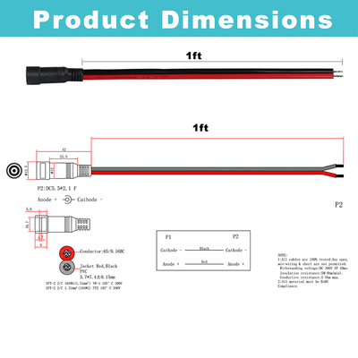 Câble d'alimentation DC mâle vers fil étamé, 5,5x2,1 mm ou 5,5x2,5 mm, cordon d'adaptateur d'alimentation 12V DC pour CCTV, LED, DIY