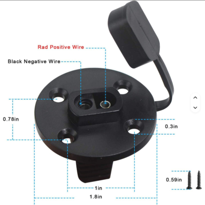Prise latérale SAE avec capuchon anti-poussière et vis de montage, connecteur pour panneau, pour solaire, moto, recharge de batterie