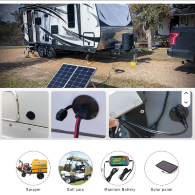 Prise latérale SAE avec capuchon anti-poussière et vis de montage, connecteur pour panneau, pour solaire, moto, recharge de batterie