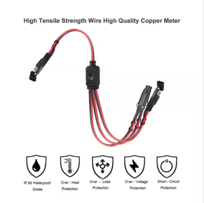 Câble répartiteur d'alimentation SAE 1 à 3 voies, Adaptateur Y SAE pour panneau solaire, chargeur de batterie, distribution d'alimentation 12V CC