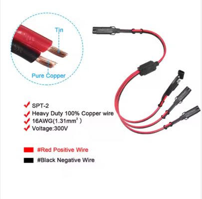 Câble séparateur d'alimentation SAE 1 vers 3 pour panneaux solaires et chargeurs de batterie