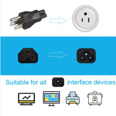 NEMA 5-15P à la CEI C5 câble d'adaptateur d'alimentation pour ordinateurs portables