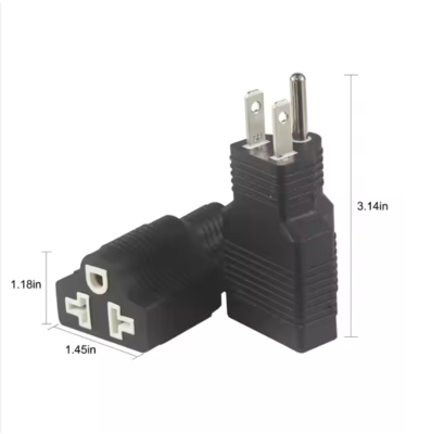 NEMA 5-15P à 5-15R Adaptateur de prise à angle droit 15A 125V