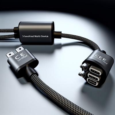 Cable de charge USB 3 en 1 certifié CE avec charge rapide de 15 W