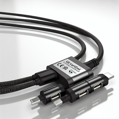 Cable de charge USB 3 en 1 certifié CE avec charge rapide de 15 W