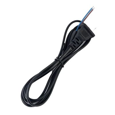 Câble d'alimentation avec fiche NEMA 1-15P à 2 broches non polarisées vers extrémités dénudées et étamées pour applications d'alimentation personnalisées